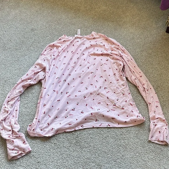 4X Skims Cherry Blossom Henley Style Button PJ Top Pink Cherry Print - Picture 4 of 7